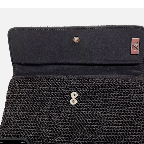 The Sak Women's Black Crochet Trifold Wallet Fold over Snap Closure - Picture 13 of 14